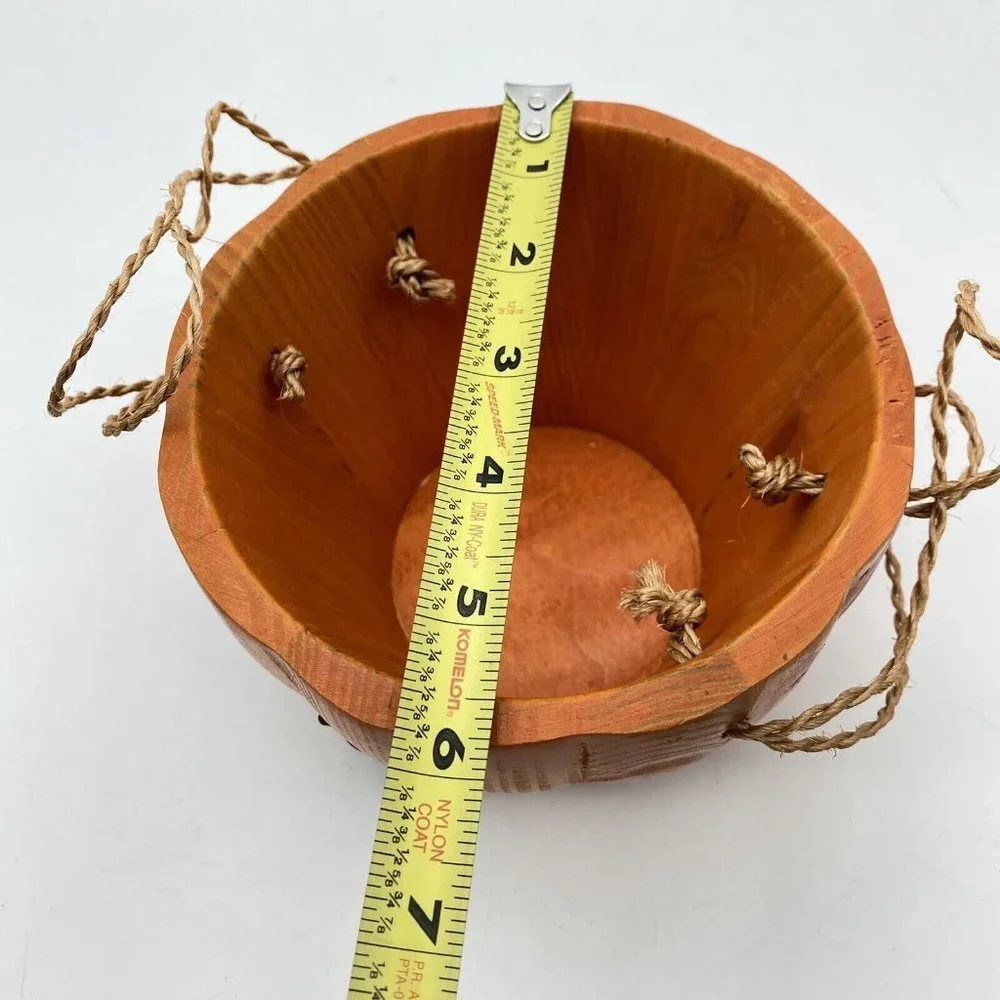 Vintage Spiced Pumpkin Bowl Autumn HalloweenOrange Wood Accent‎ Fall Harvest Y2K